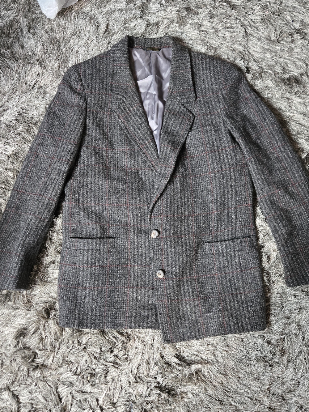 VTG Corbin Ltd Tweed Blazer- Grey Windowpane Wool